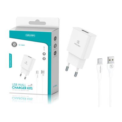 TZ-1202C White 2.1A 1M TYPE C WALL CHARGER PACK